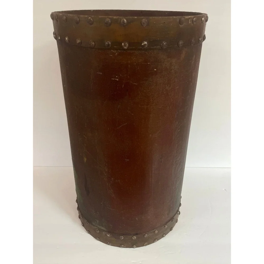 Vintage Hand Painted Tole Fruit Basket Umbrella Stand Tall Decorative Floor Vase